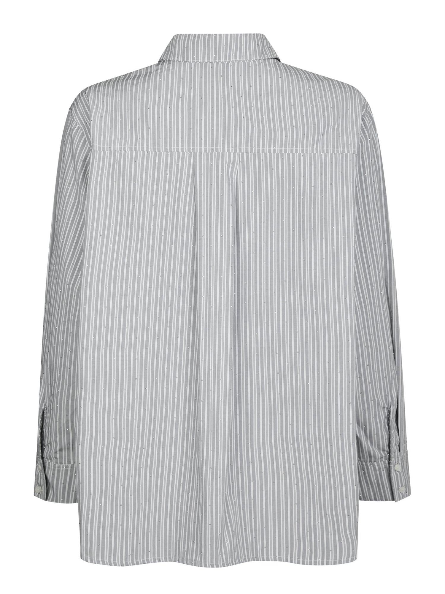 NEO NOIR Dalma Stripe Stone Shirt Lys Grå Stripet