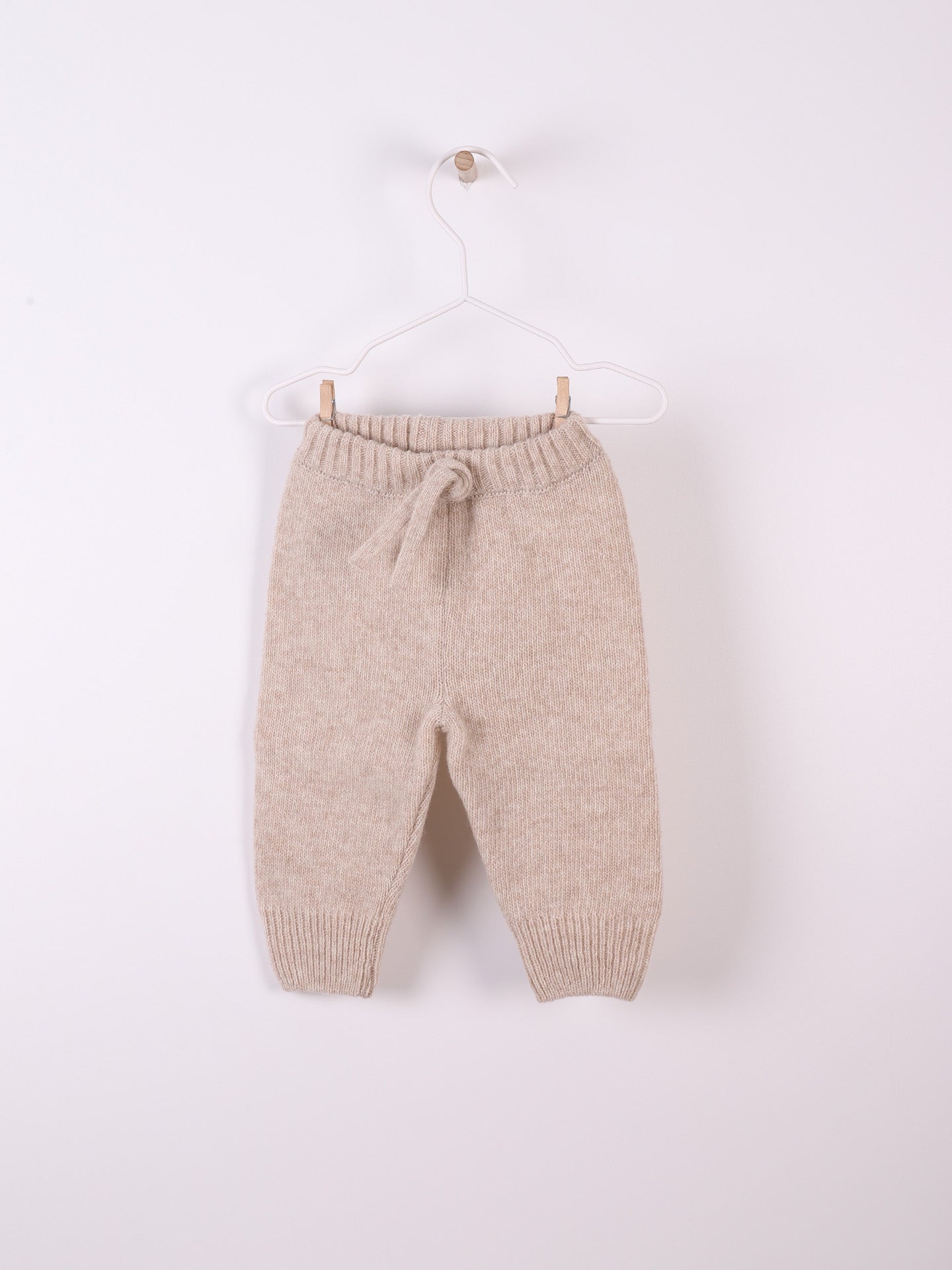 WEDOBLE Strikket bukse m/knytting,Ull Beige