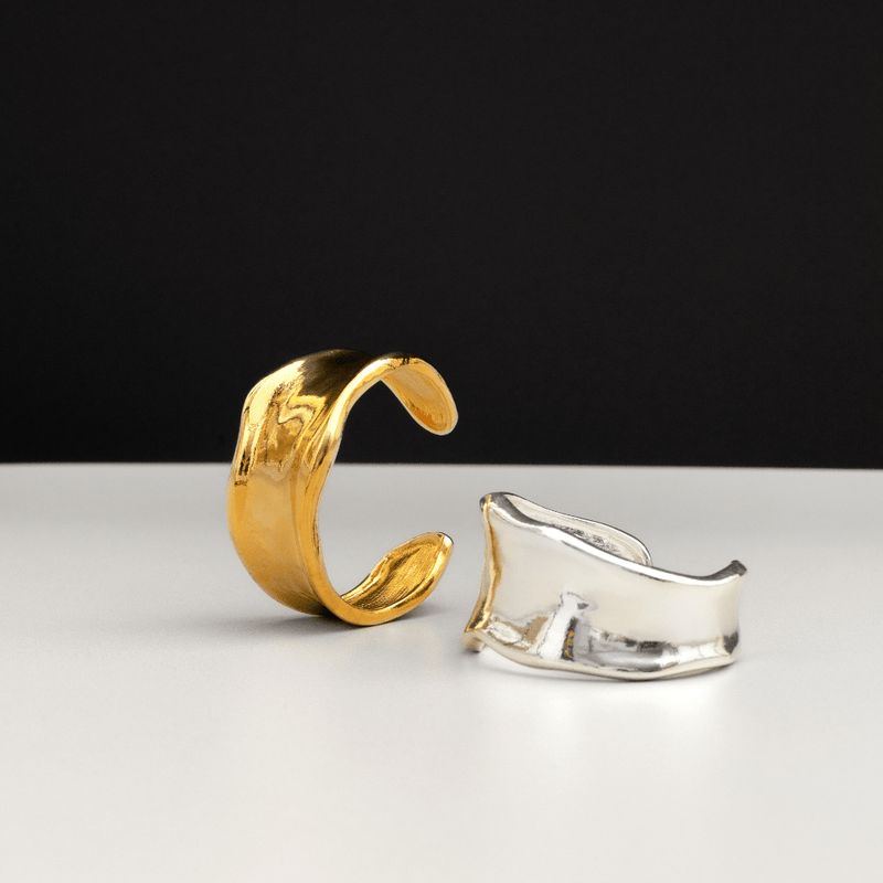 ORELIA Statement organic molten metal cuff Silver - Farmor Ingvarda