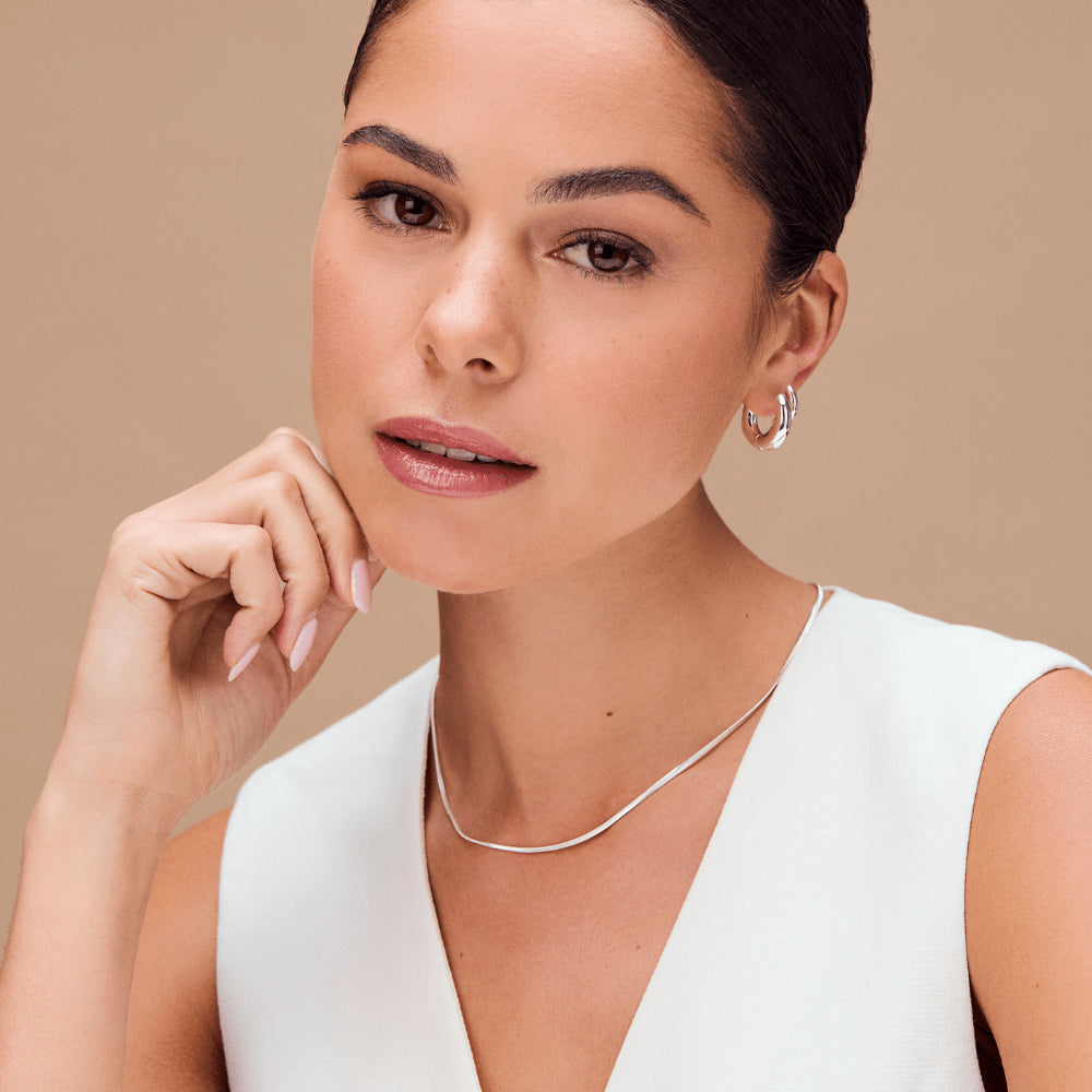 ORELIA Luxe Flat Snake Chain Necklace Silver