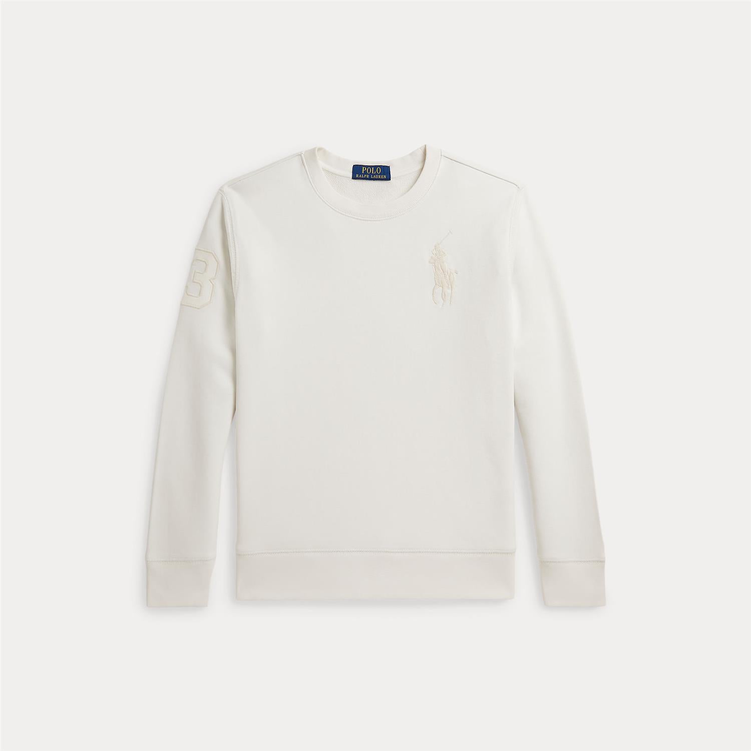 RALPH LAUREN 8-16År Crewneck m/Stor Logo Offwhite