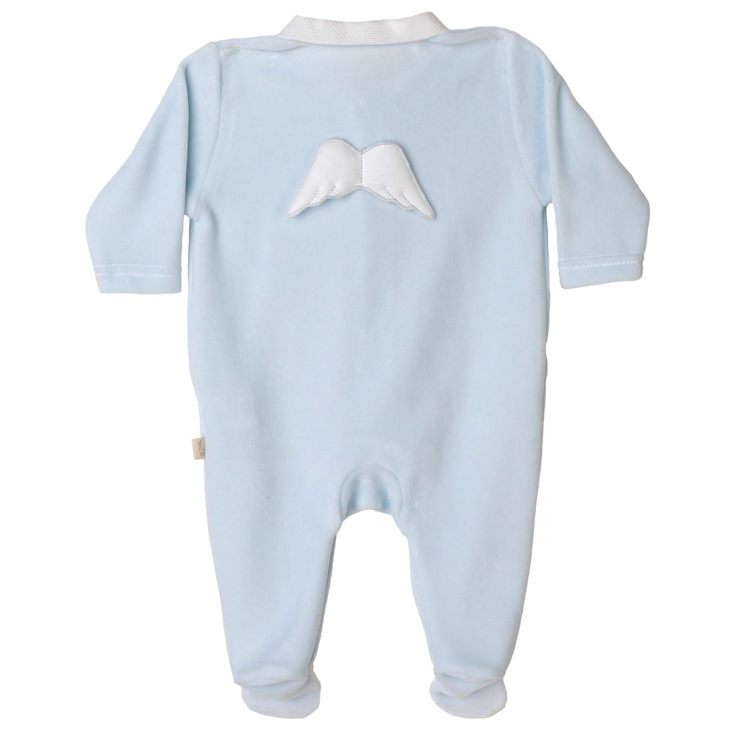 BABY GI Heldress Velour m/fot,Angel Lyseblå