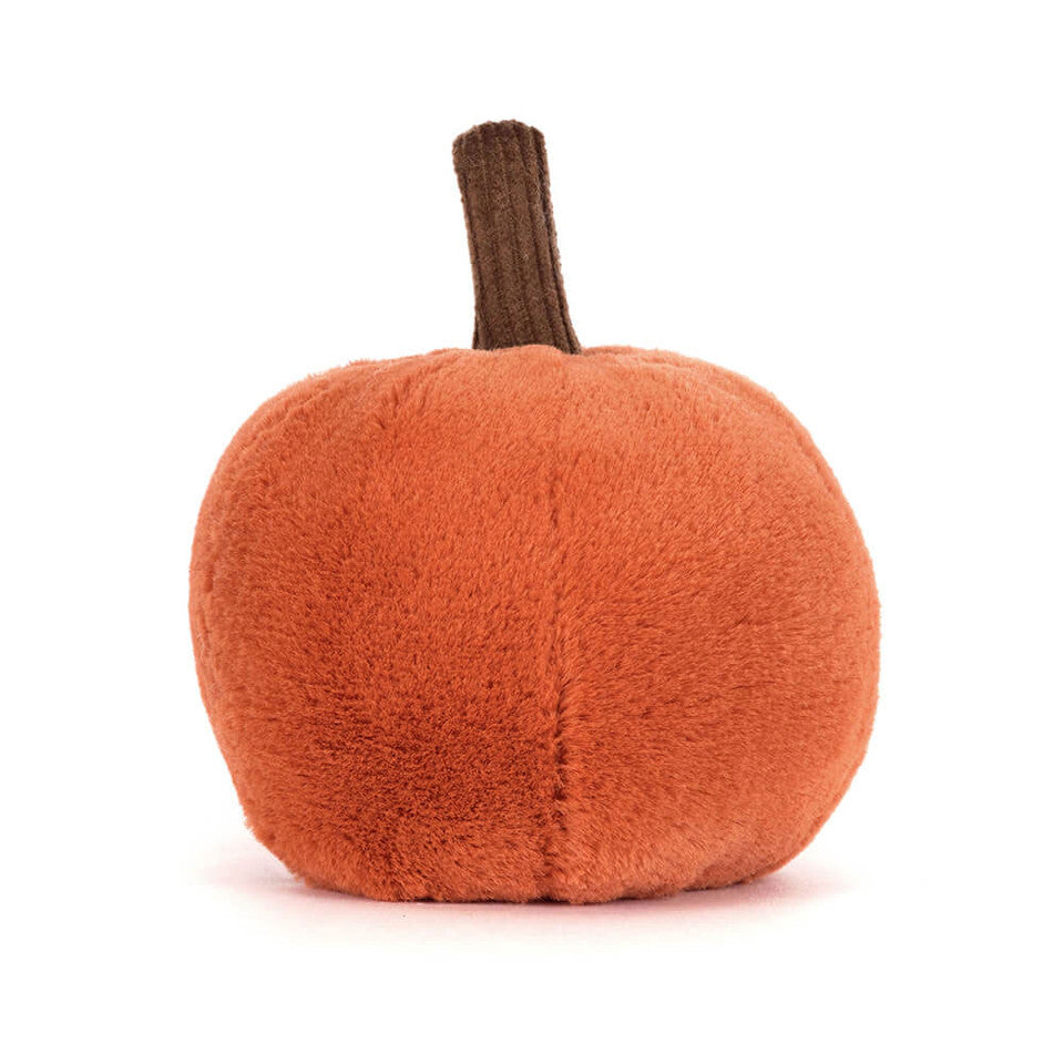 JELLYCAT Ooky Jack O Lantern bamseleke, 10 cm sittende med oransje fjes og grønne stilker, for barn og lek.