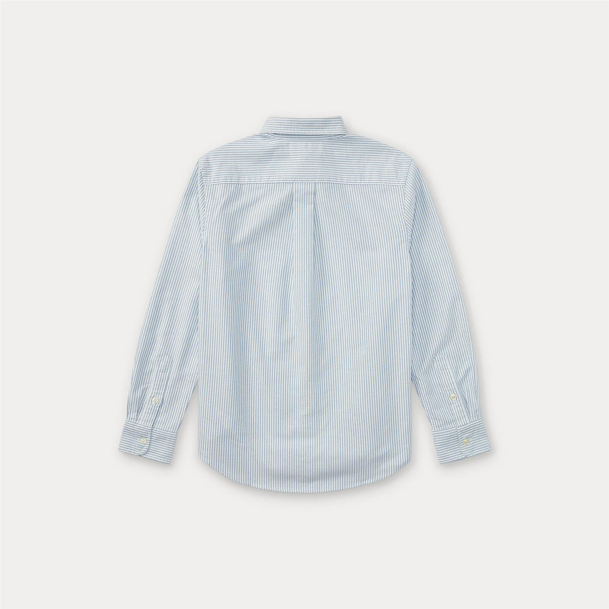 Ralph Lauren oxford skjorte for barn, 8-16 år, blå og hvit stripemønster, langermet og klassisk passform
