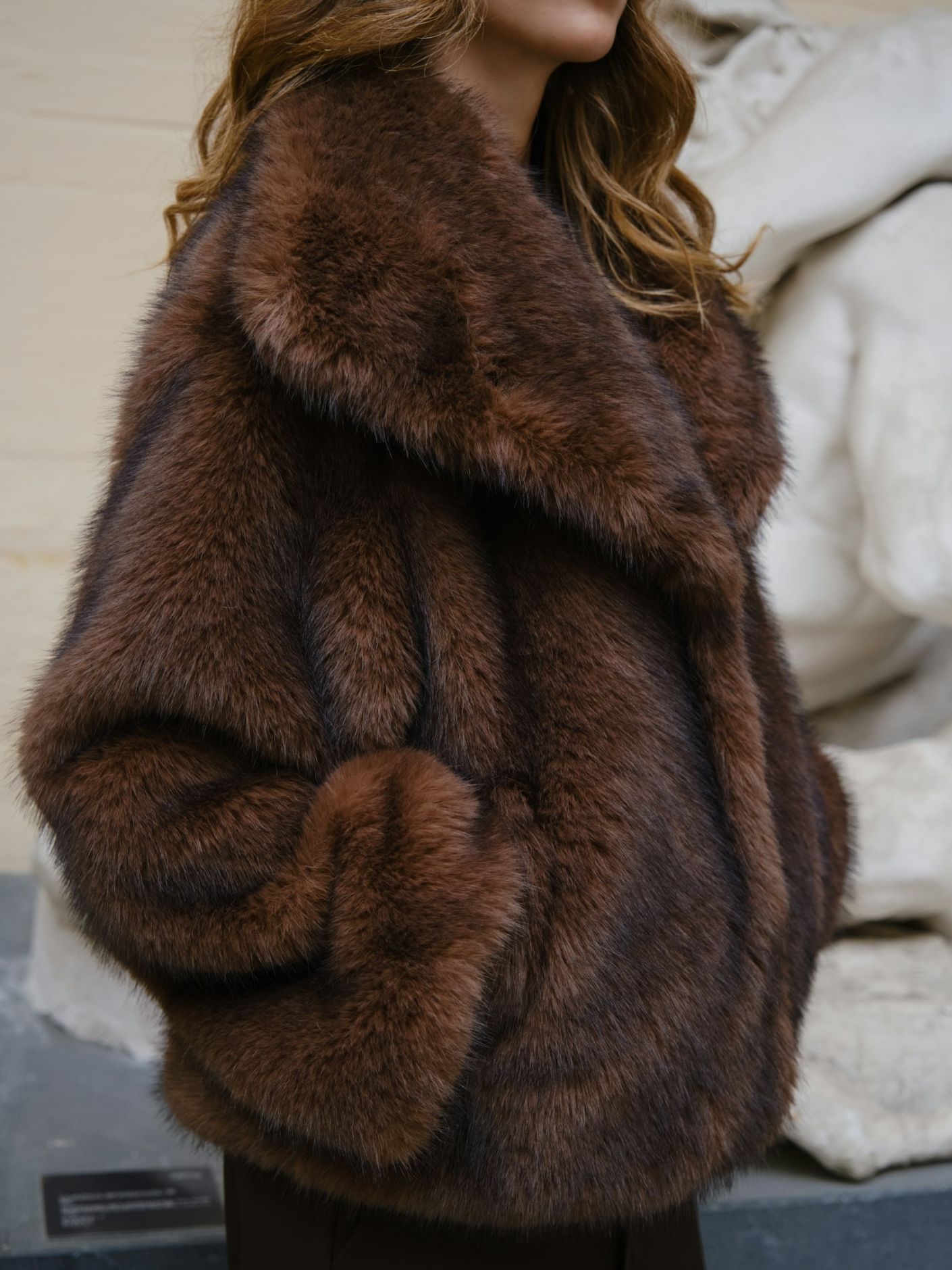 NEO NOIR Stephanie Faux Fur Jacket Brown