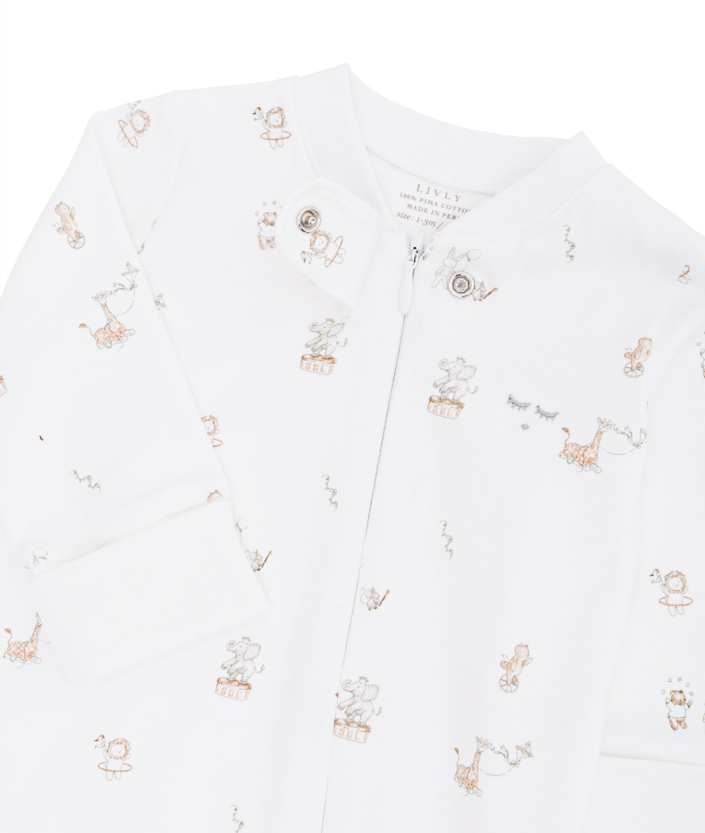 LIVLY Celebration Parade Zipper Footie Hvit - Farmor Ingvarda