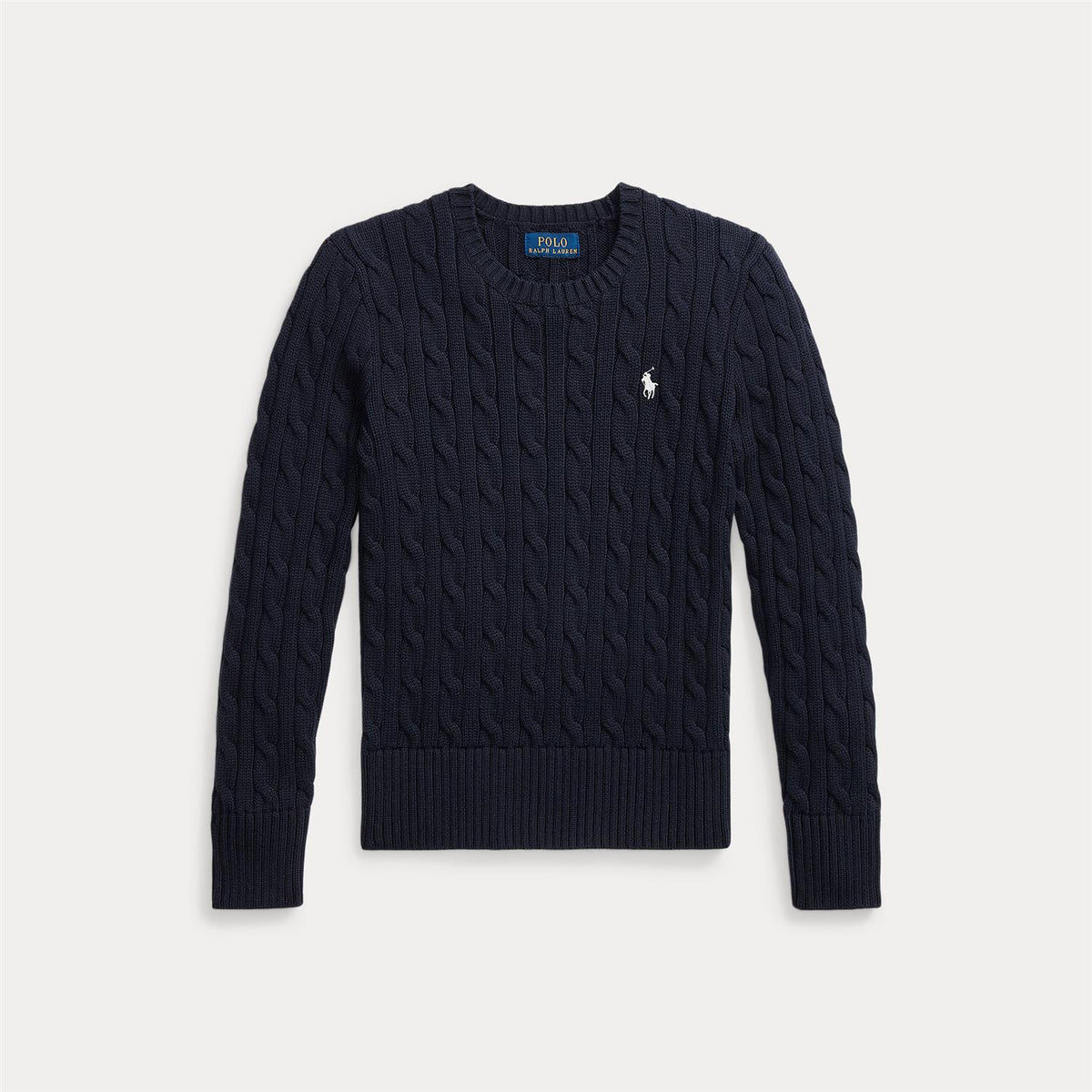 RALPH LAUREN 8-16År Genser m/flettestrikk,Jente Mørkeblå