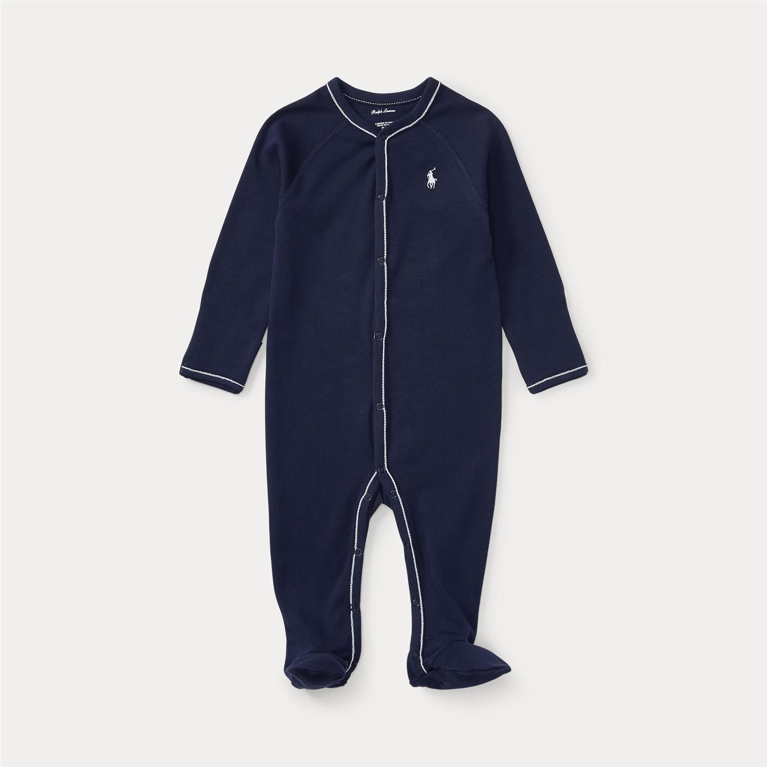 RALPH LAUREN Baby 0-24mnd. Solid Onepiece Coverall Mørkeblå