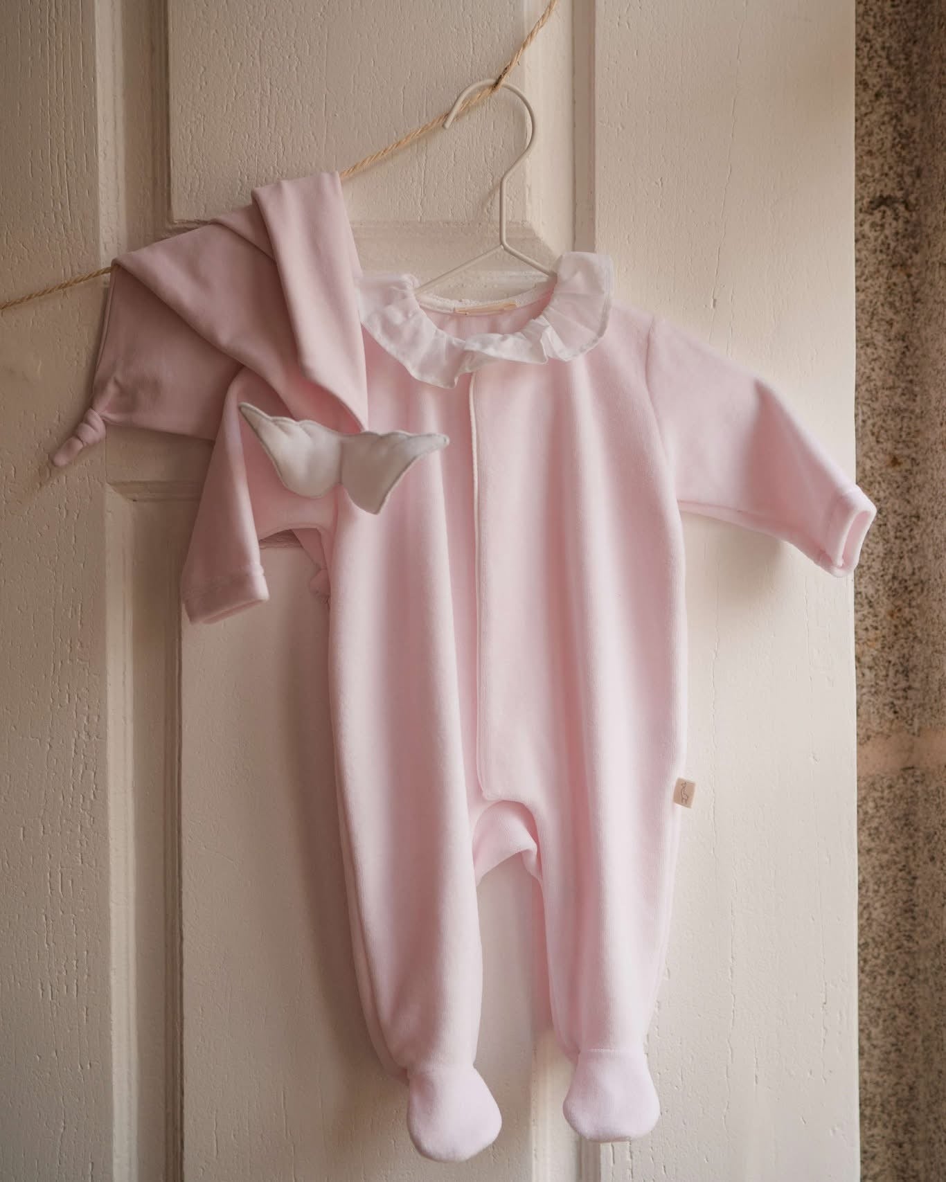 BABY GI Heldress Velour m/fot,Angel Lys Rosa