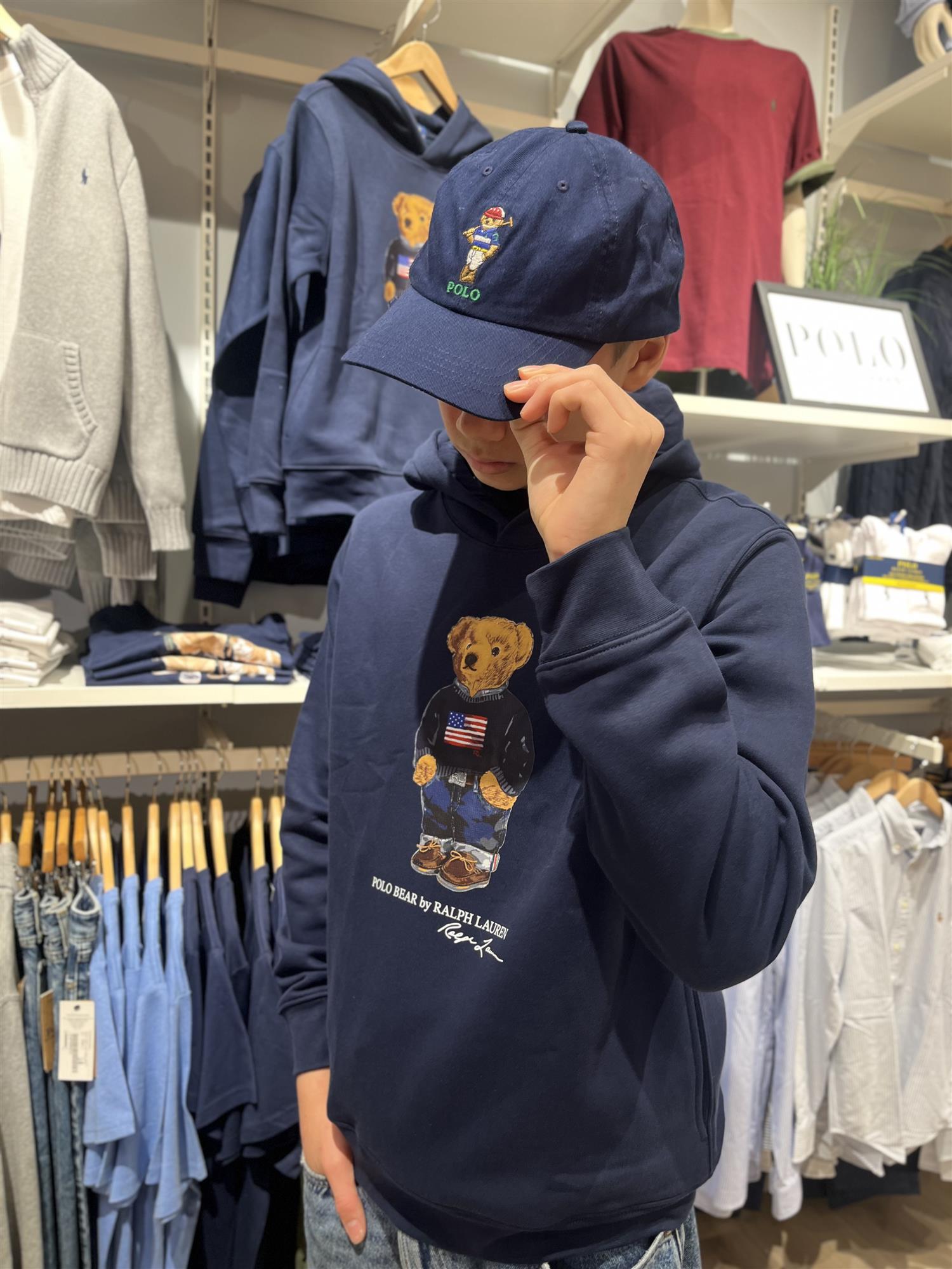 RALPH LAUREN 8-16År Polo Bear Hettegenser Mørkeblå