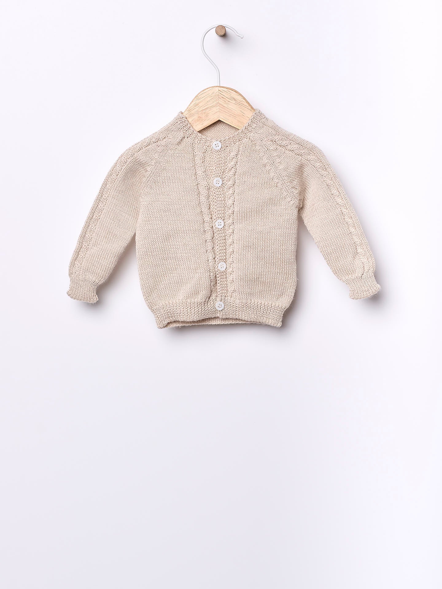 WEDOBLE Strikket jakke m/fletter,Ull Beige