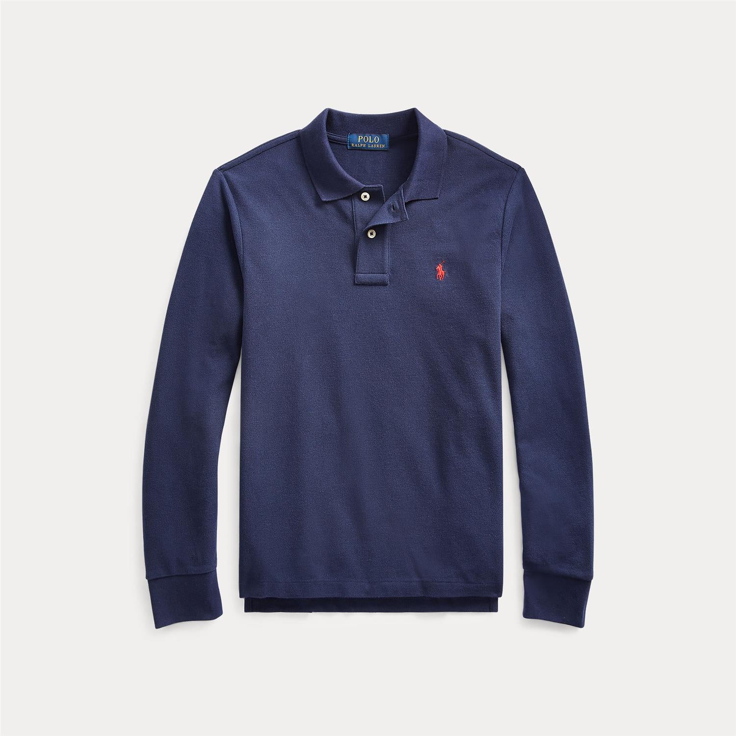 RALPH LAUREN 8-16År Pique Polo LS Mørkeblå