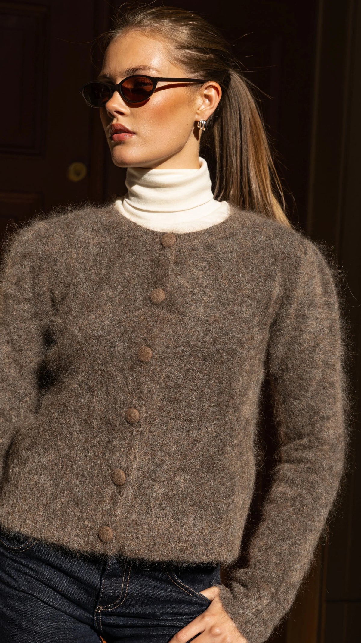 MISSMAYA Ulla Mohair Cardigan Taupe