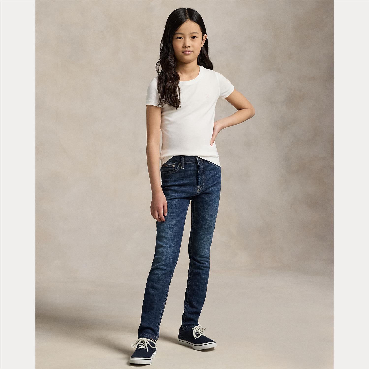 RALPH LAUREN 8-16År T-skjorte liten logo,Jente Hvit