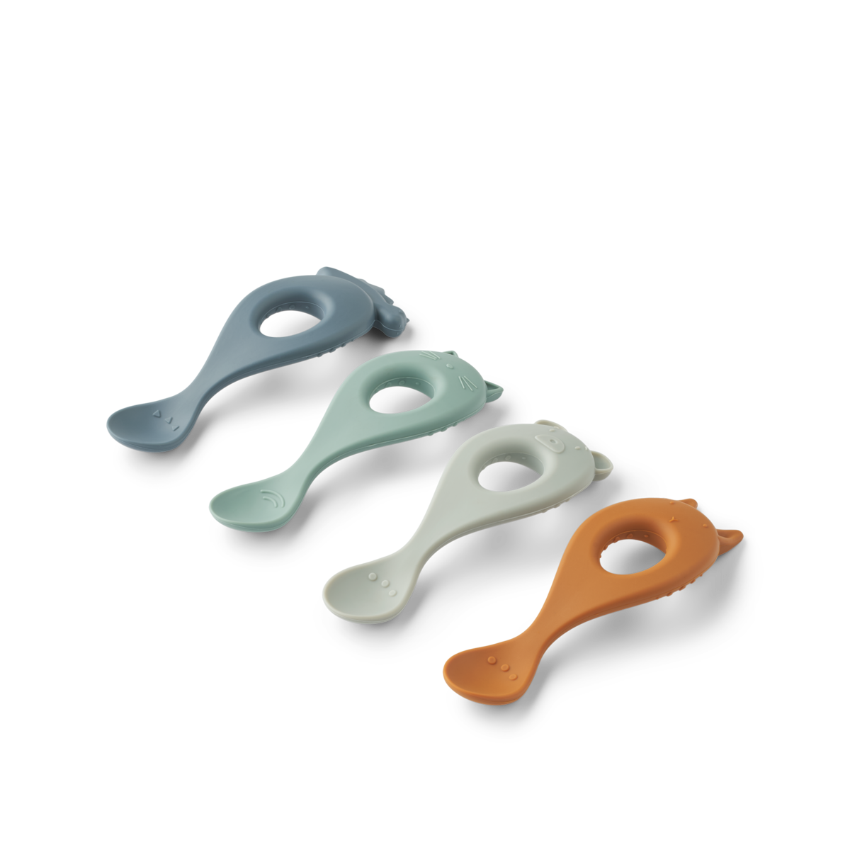 LIEWOOD Liva Silicone spoon 4 pk. Blå Mix