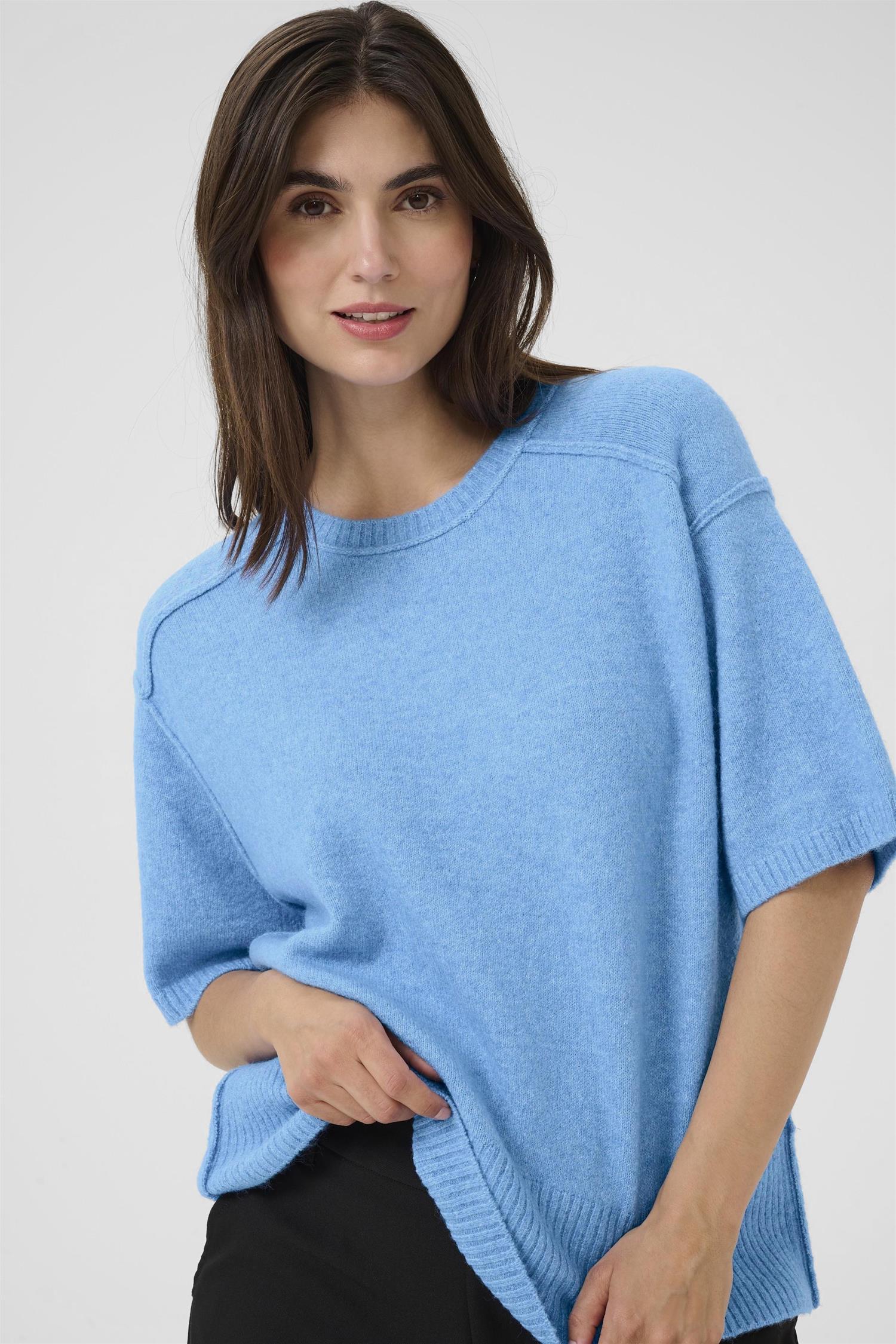 CULTURE Calay SS Pullover Blå Melert