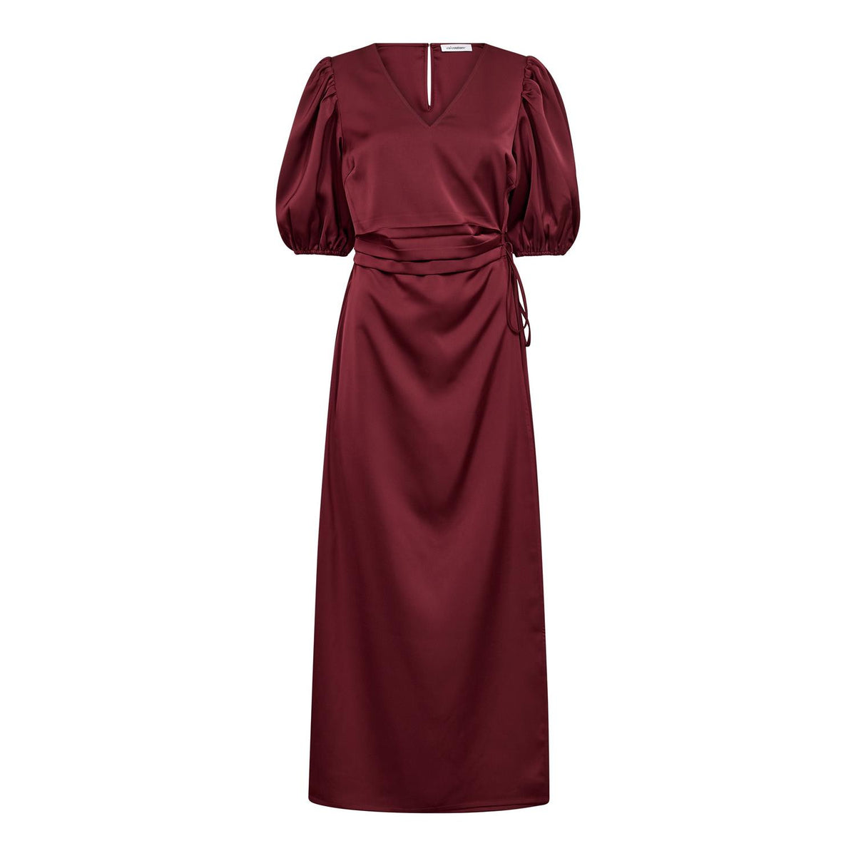 Safira Wrap-kjole fra CO´ COUTURE i vinfarge, damekjole med elegant snitt og mykt stoff.