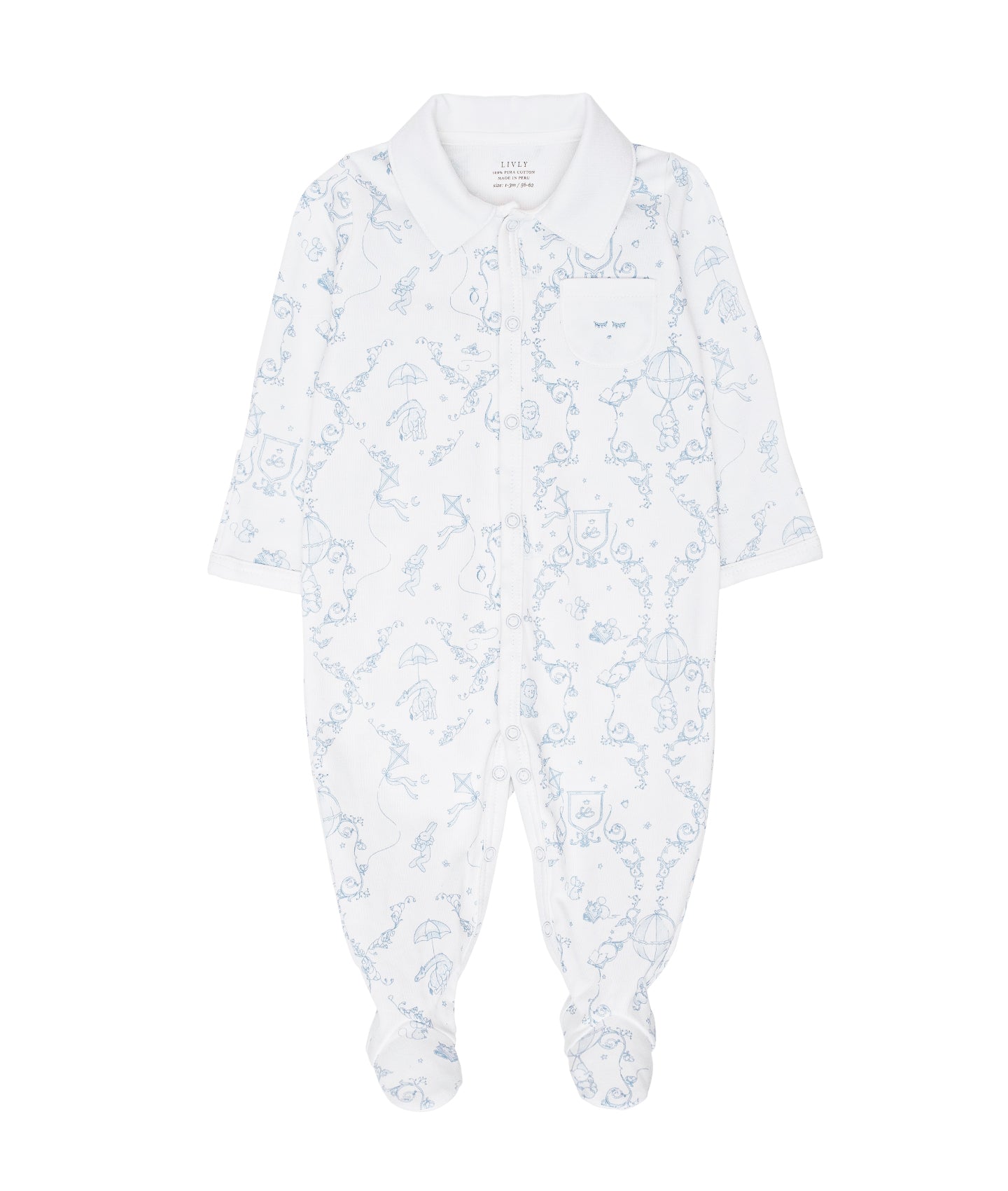 LIVLY Wonderland Remi Footie Hvit/Blå