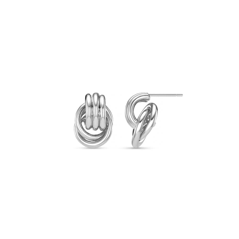 ORELIA Mini Interlocking Stud Earrings Silver