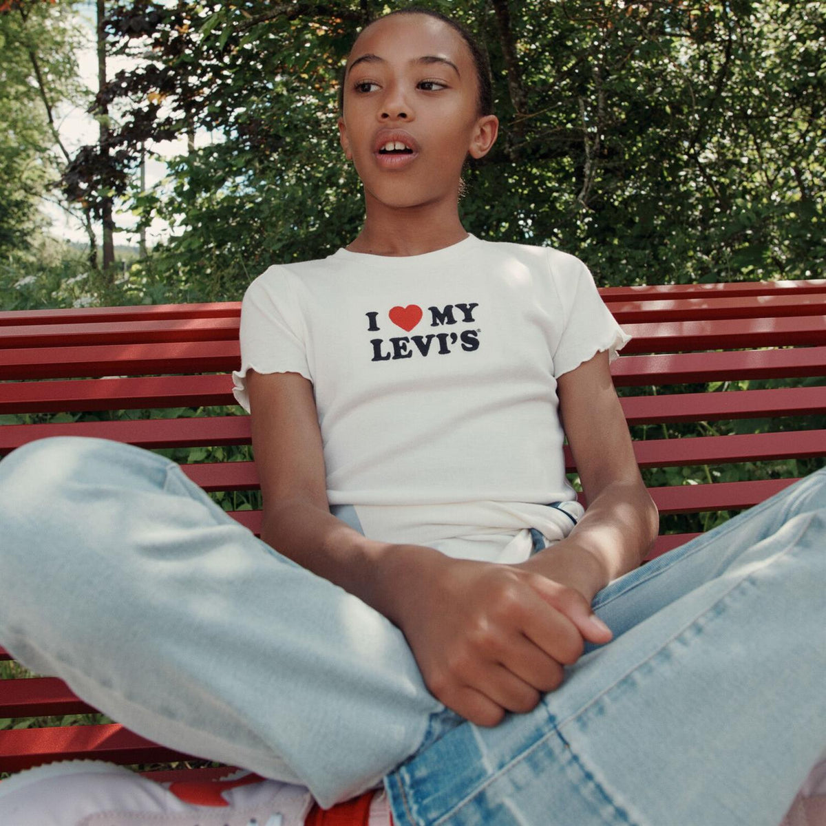 LEVIS 4-14ÅR T-skjorte m/broderi Hvit