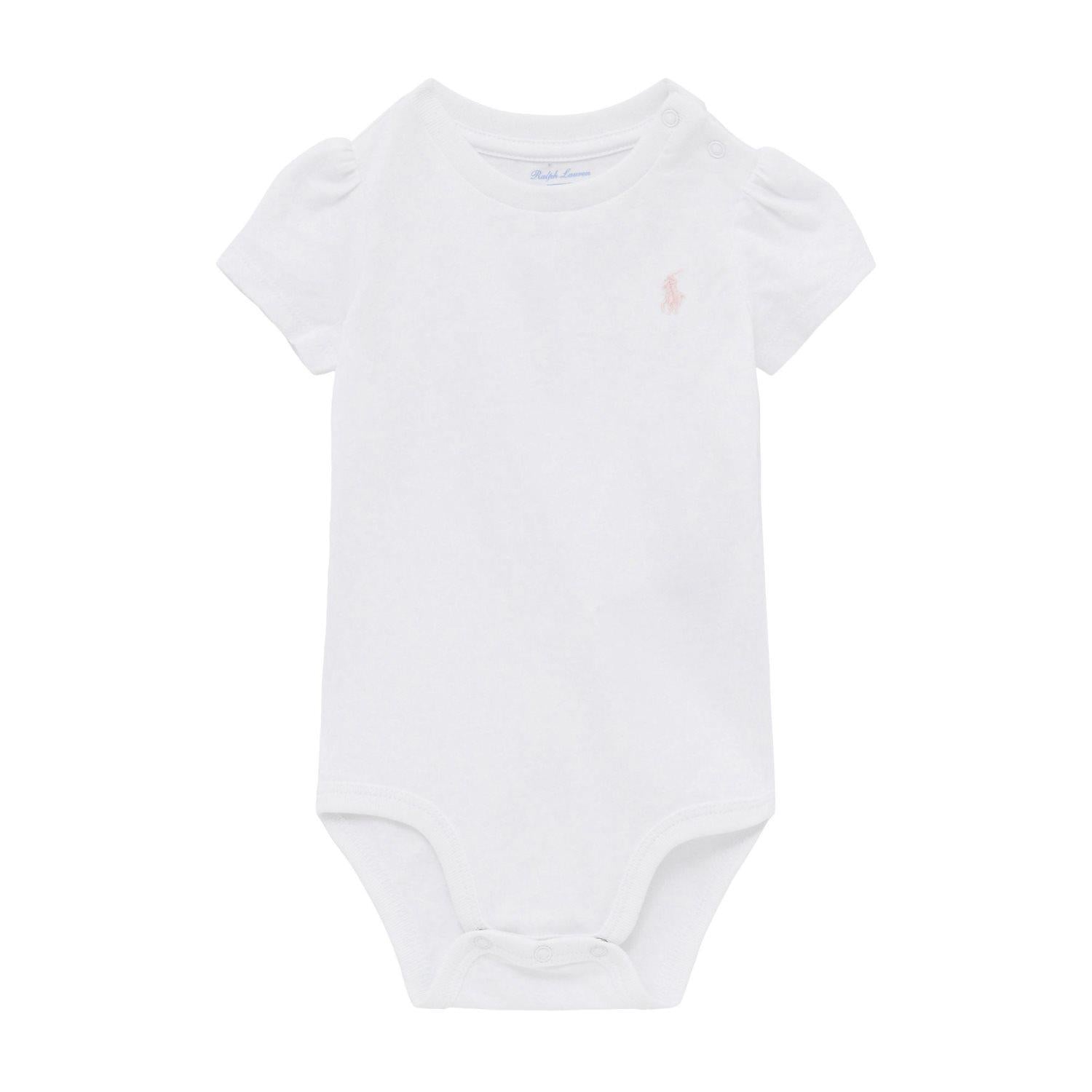 RALPH LAUREN Baby 0-24mnd. Body SS Hvit/Rosa