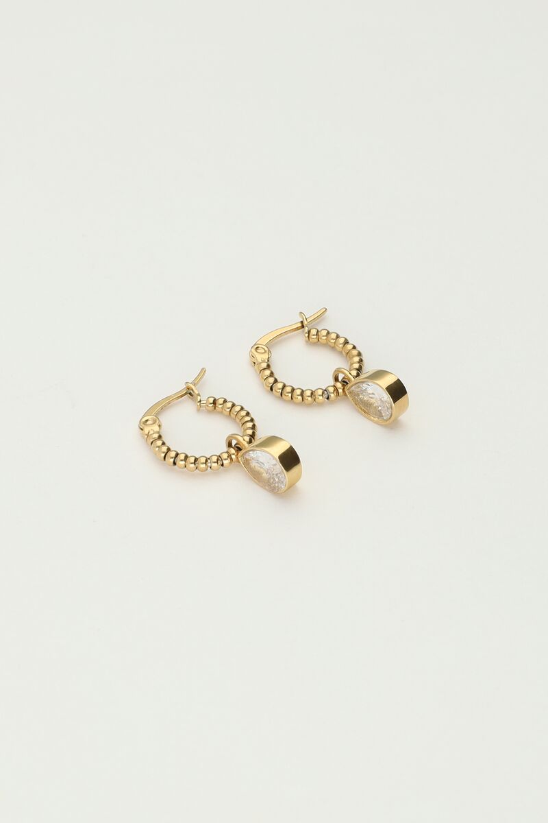MY JEWELLERY Hoop earrings with rhinestone pear drop gold