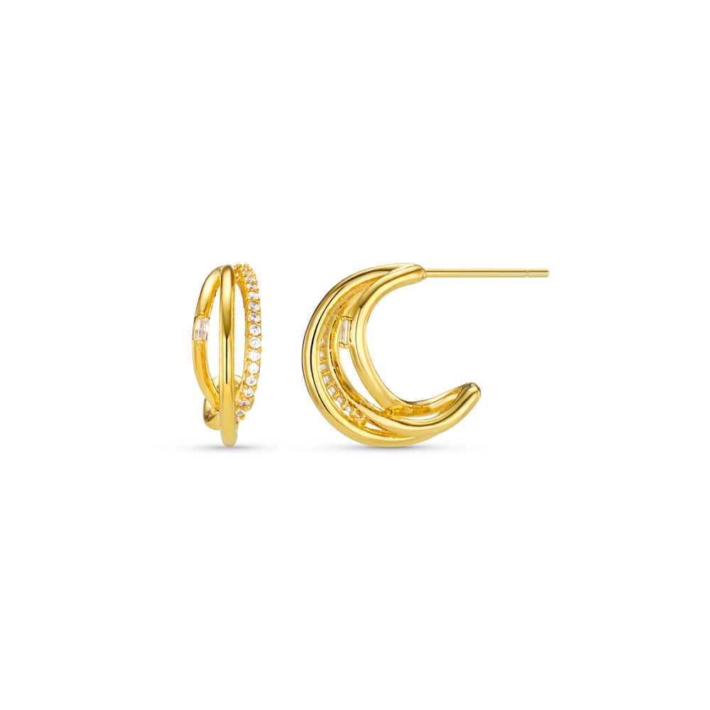 ORELIA Mixed Pave Triple Illusion Hoop