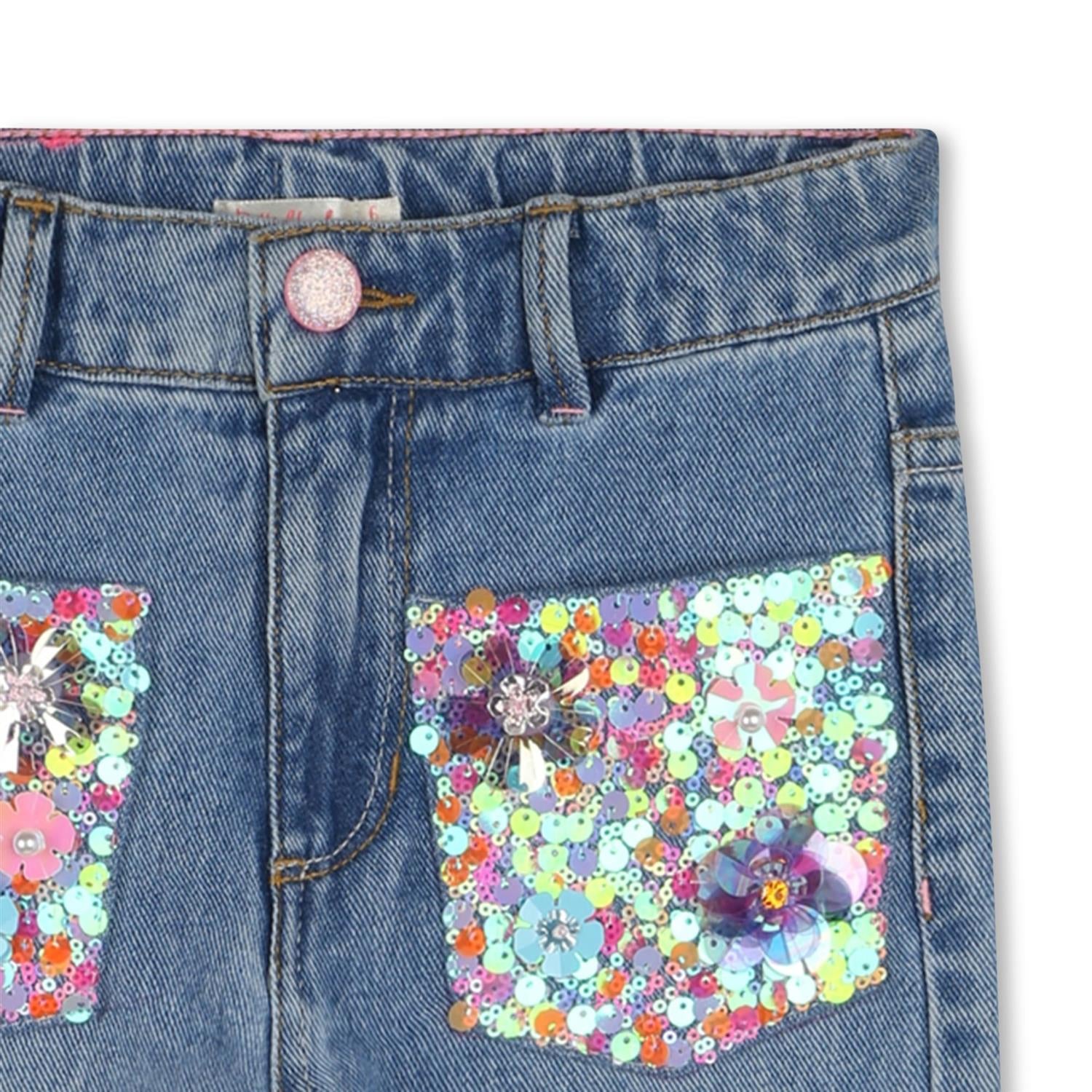 BILLIEBLUSH Jeans m/paljettlommer Mellomblå