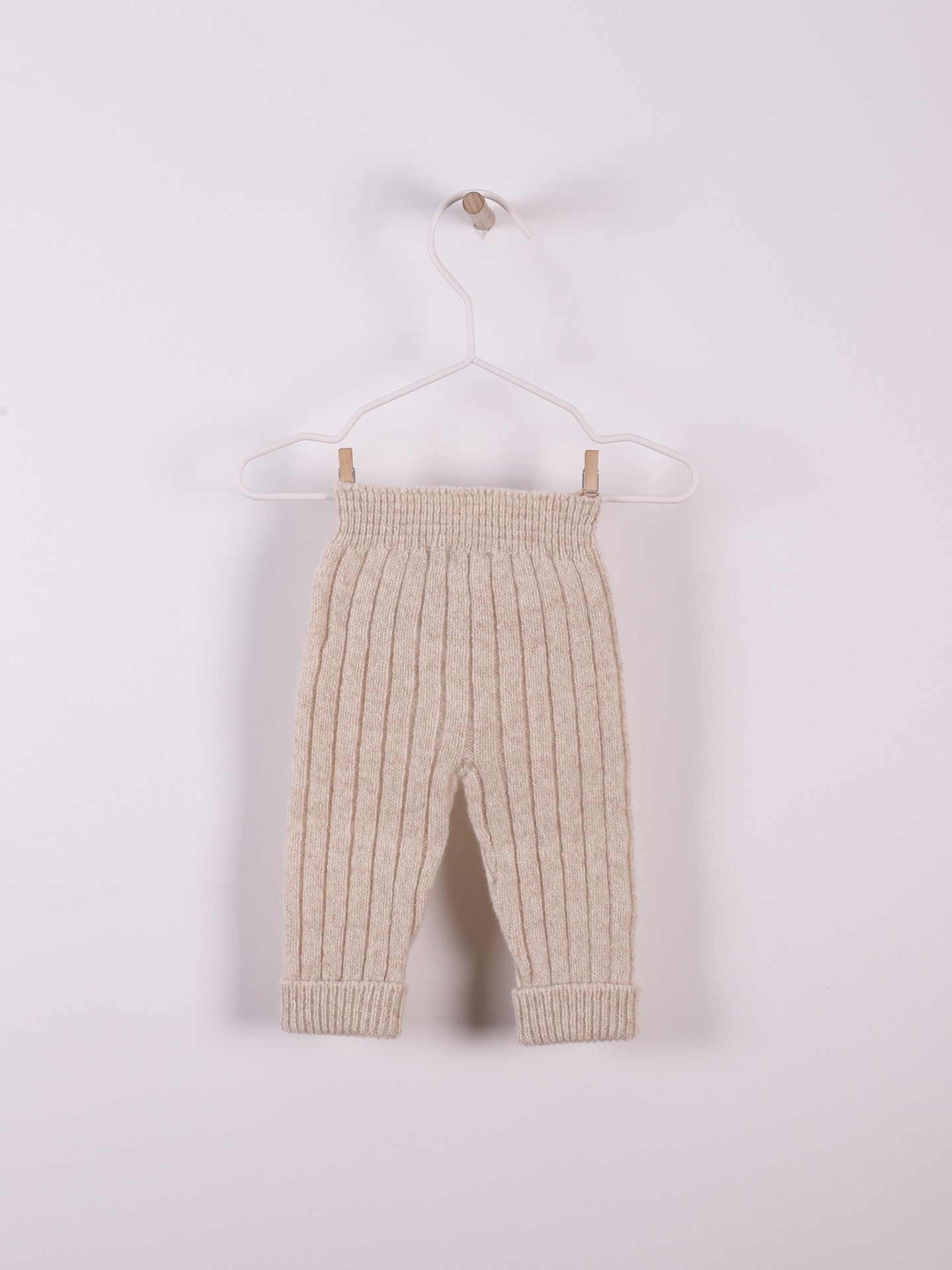 WEDOBLE Strikket Bukse Ribb,Ull Beige Melert