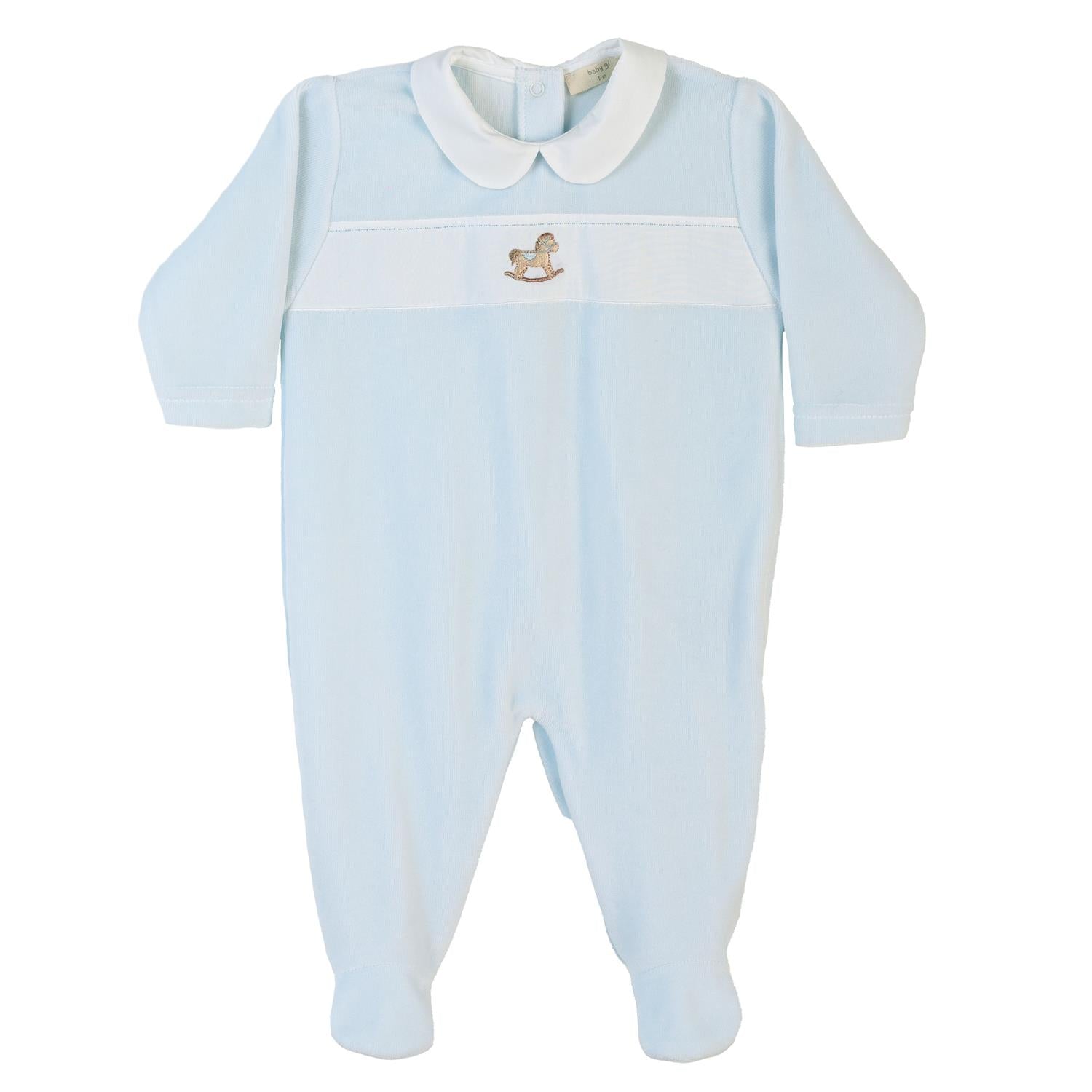 BABY GI Velourdress m/fot,Rocking Horse Lyseblå
