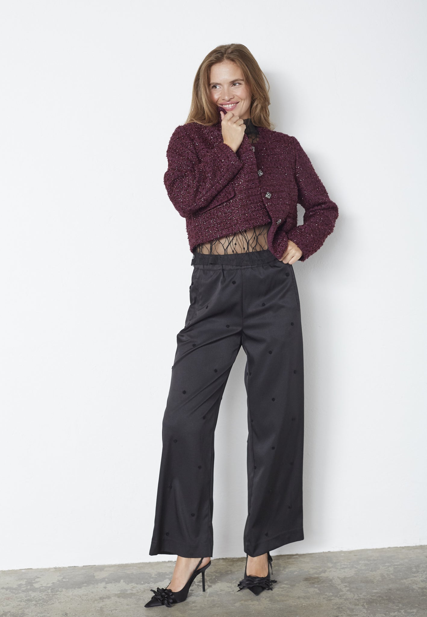 CO´ COUTURE Peach Boucle Jacket Plum