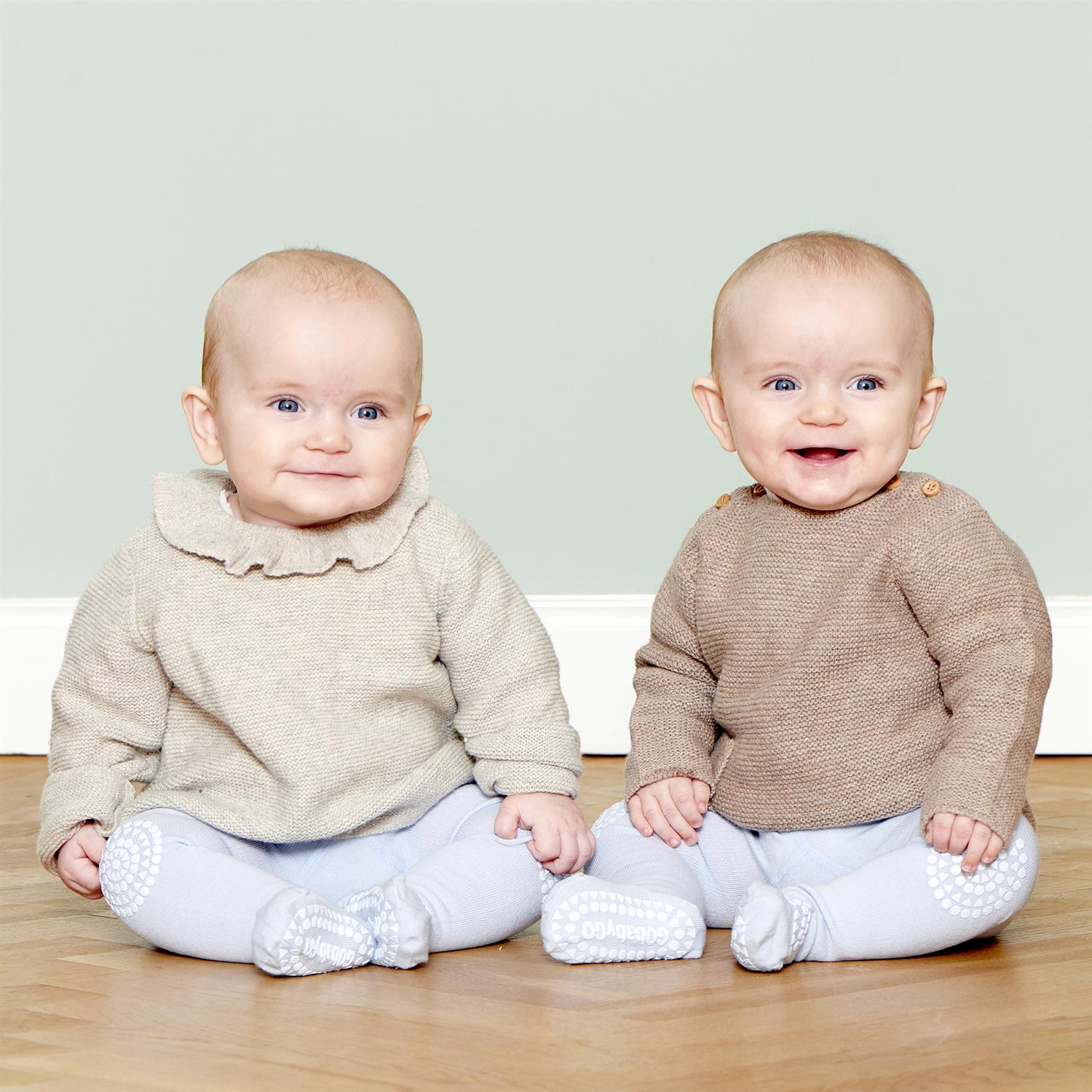 GOBABYGO Strømpebukse m/antiskli,Bambus Lyseblå