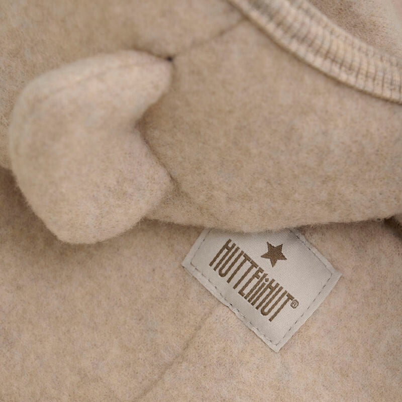 HUTTELIHUT Babydress m/ører,Ullfleece Camel Melange