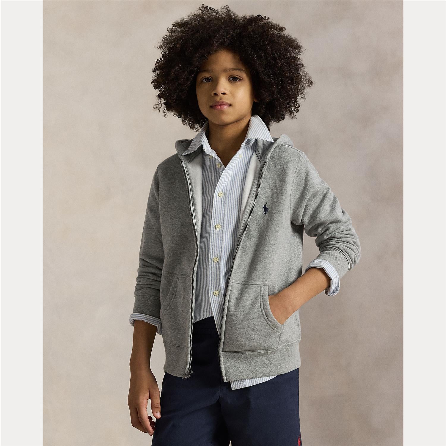 RALPH LAUREN 8-16År Full Zip Hoodie Grå