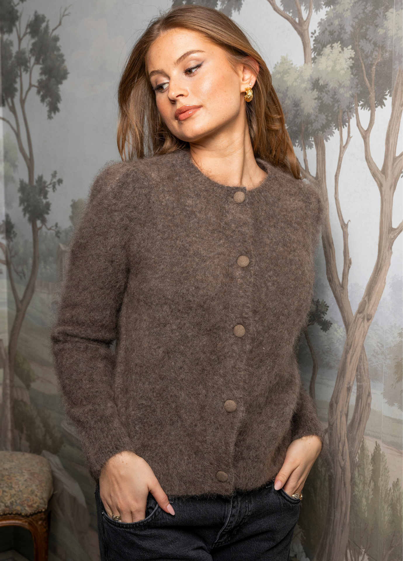 MISSMAYA Ulla Mohair Cardigan Taupe