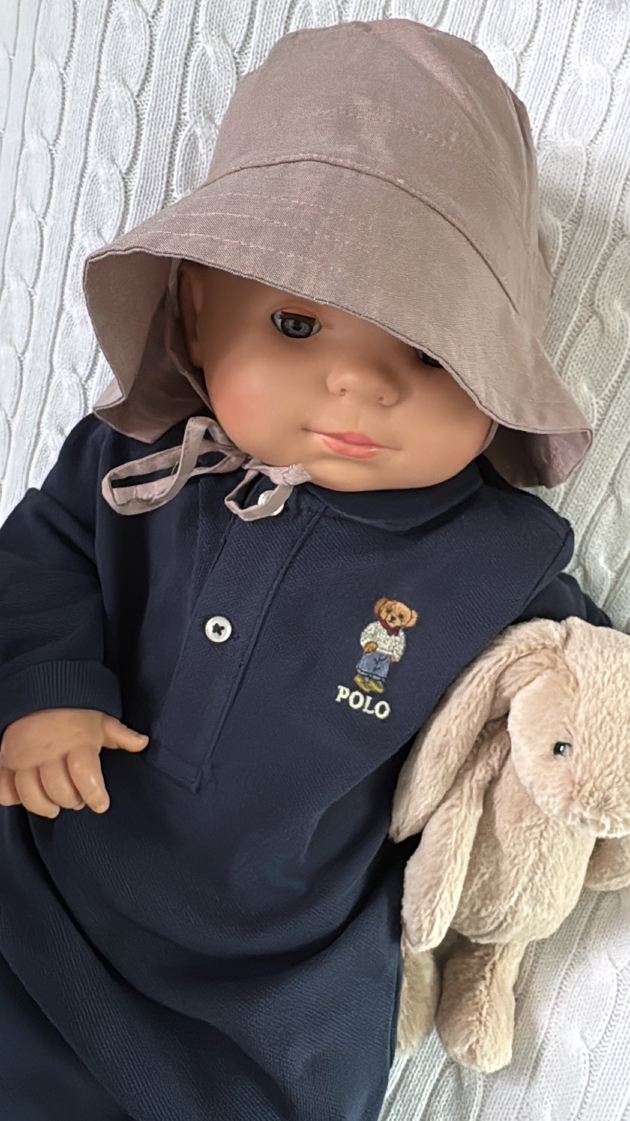 RALPH LAUREN Baby 0-24mnd. Bear one piece Coverall Mørkeblå