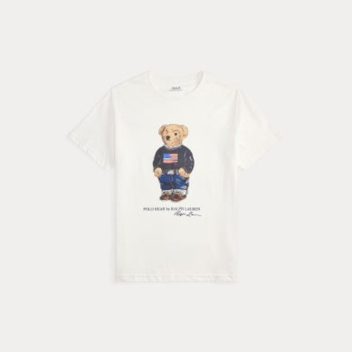 RALPH LAUREN 8-16År Polo Bear T-skjorte Hvit