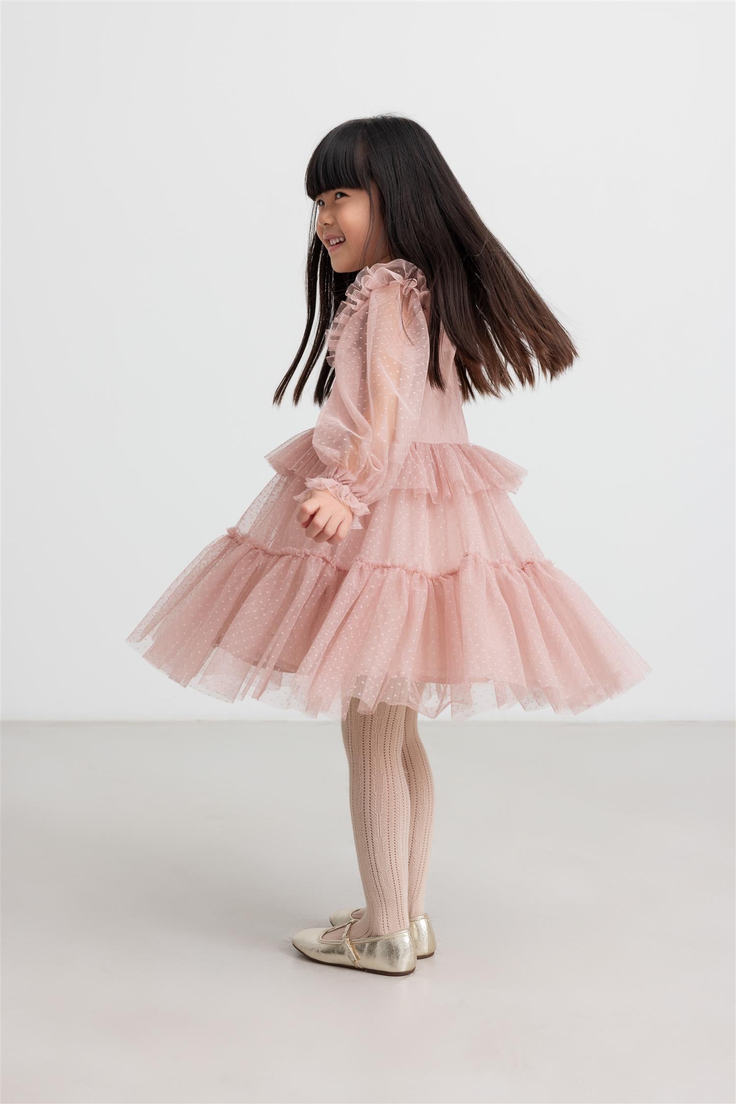 MARMAR COPENHAGEN 3-12ÅR Doth Tulle Dotty Dress Gammelrosa