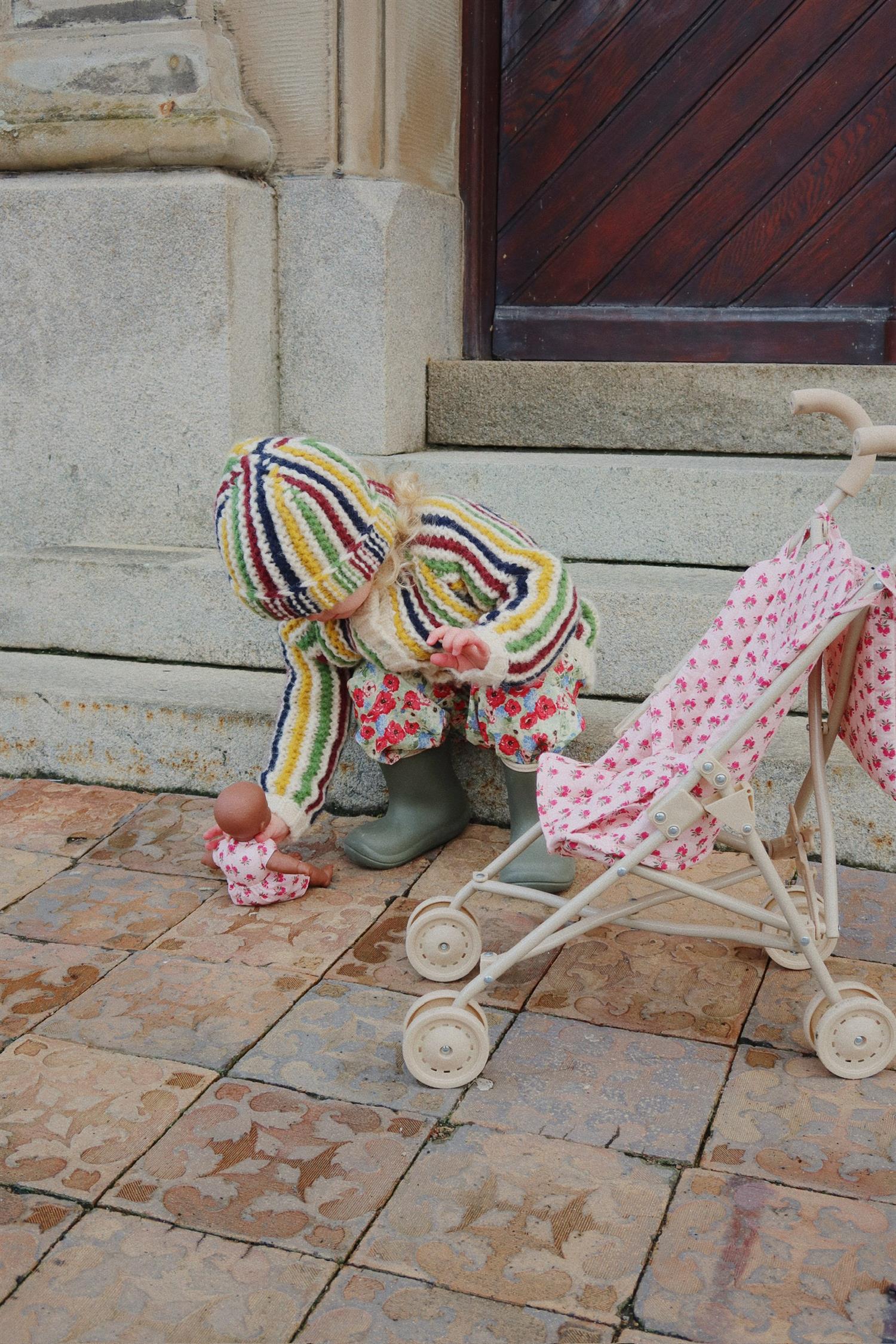 KONGES SLØJD Doll Stroller,Blomster Rosa