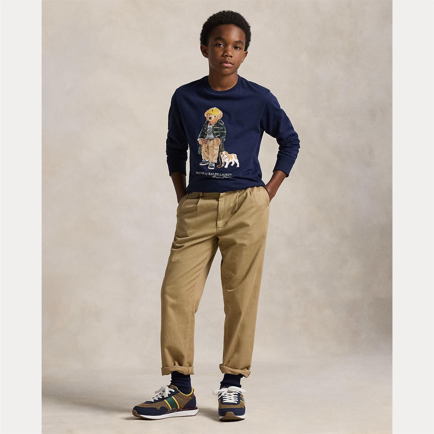 RALPH LAUREN 8-16År Polo Bear LS T-shirt Mørkeblå