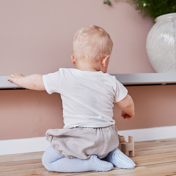 GOBABYGO Strømpebukse m/antiskli,Bambus Lyseblå