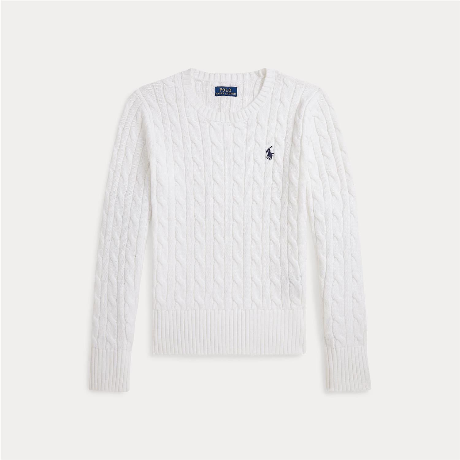 RALPH LAUREN 8-16År Genser m/flettestrikk,Jente Krem