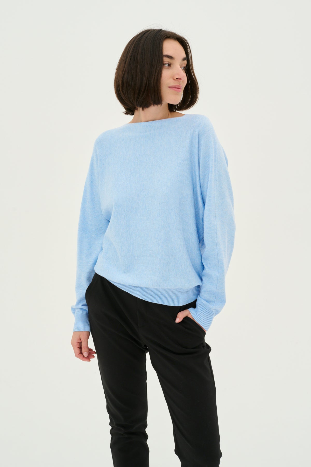 CULTURE Annemarie Batwing Jumper Lysblå