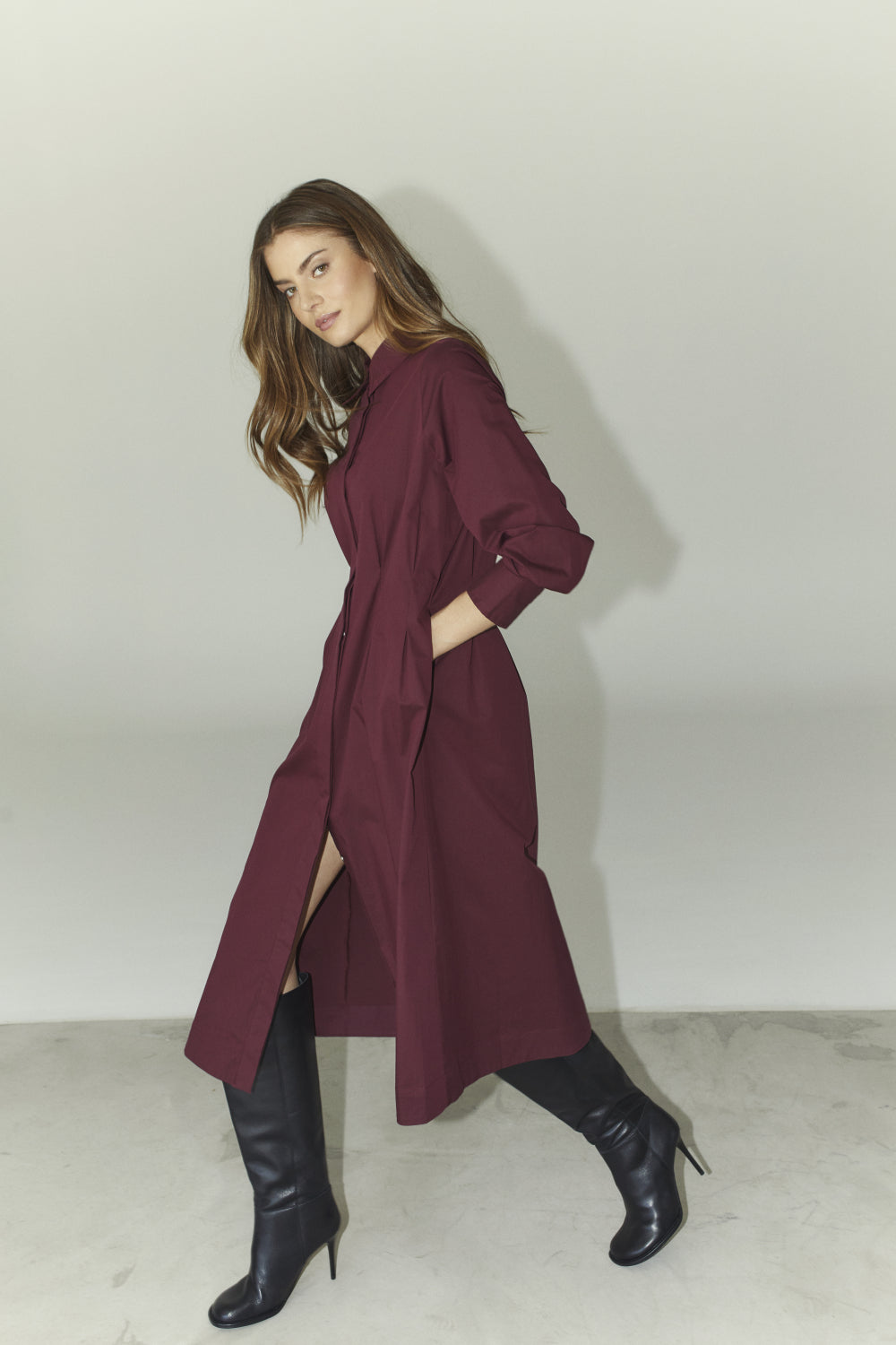 CO´ COUTURE Poppy Shirt Long Dress Winered