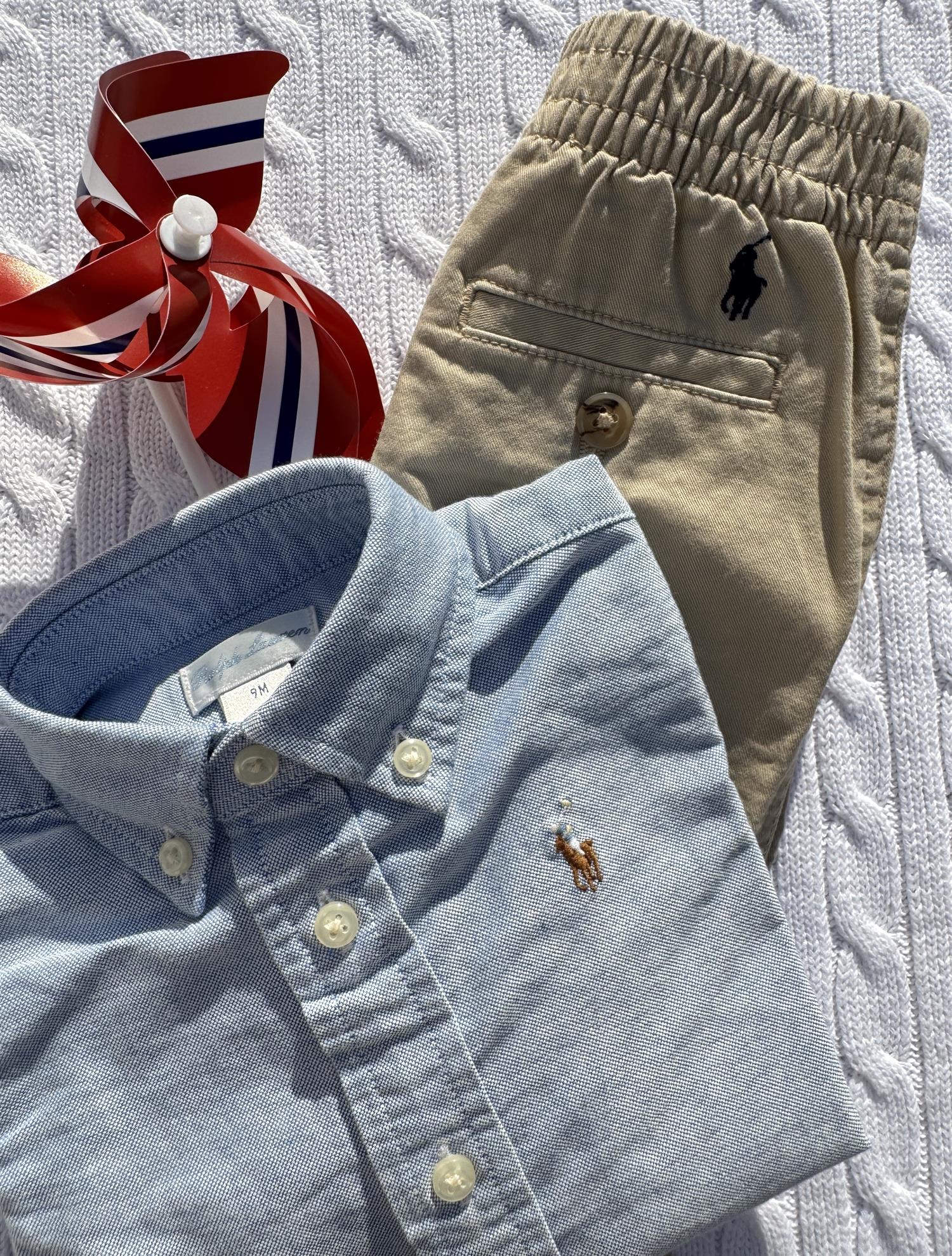 RALPH LAUREN Baby 0-24mnd. LS BD-Tops-shirt Lyseblå