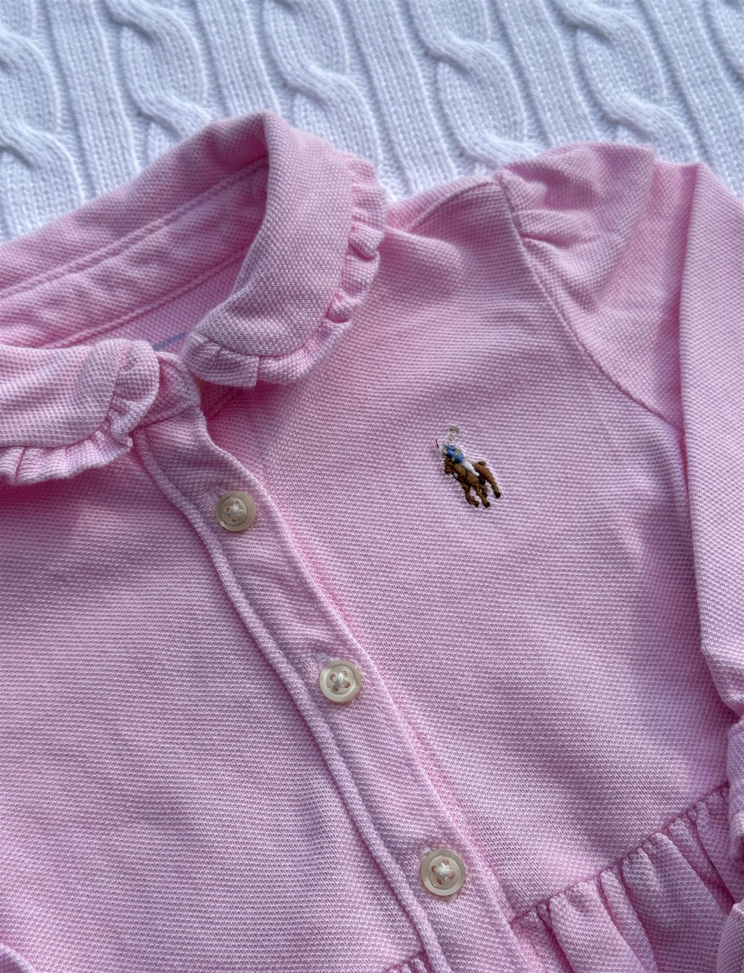 RALPH LAUREN Baby 0-24mnd. Solid Oxford Dress and Bloomer Lys Rosa