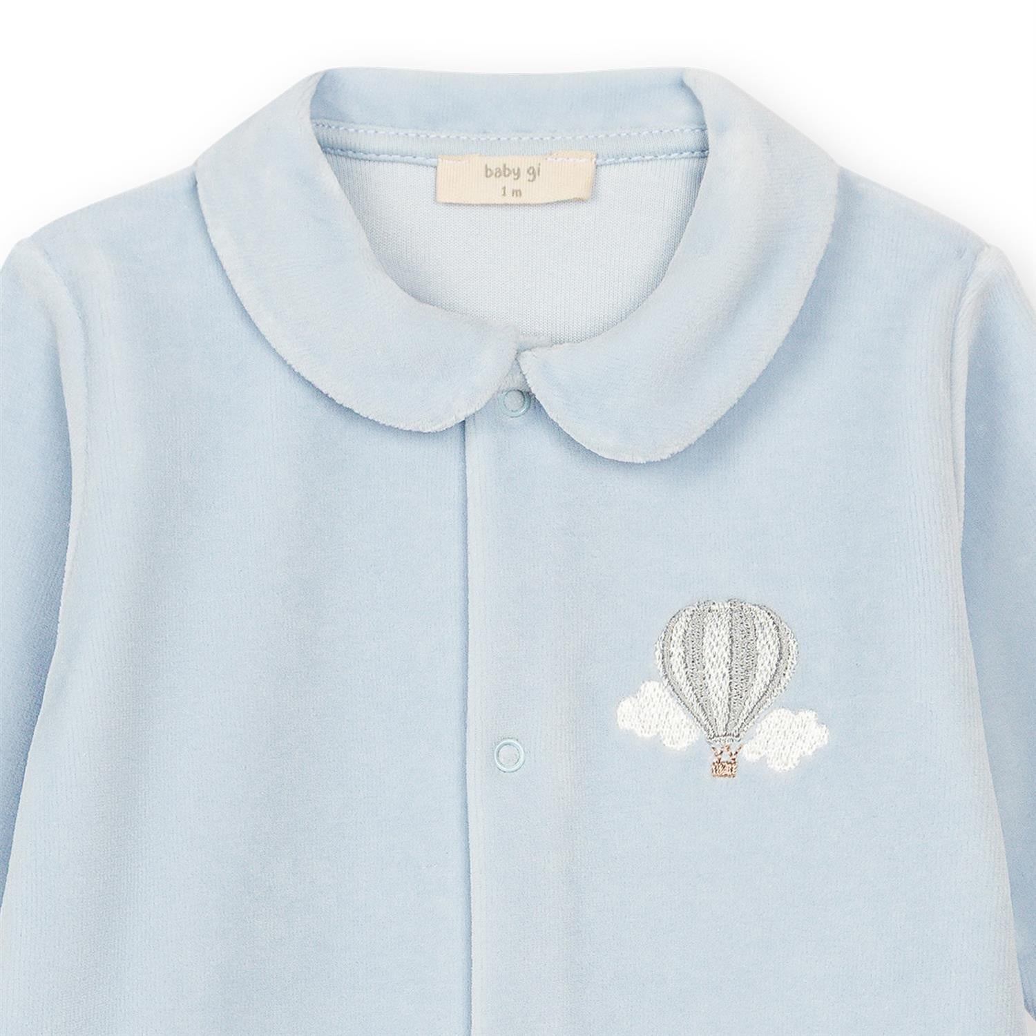 BABY GI Velourdress m/Fot,Air Balloon Lyseblå