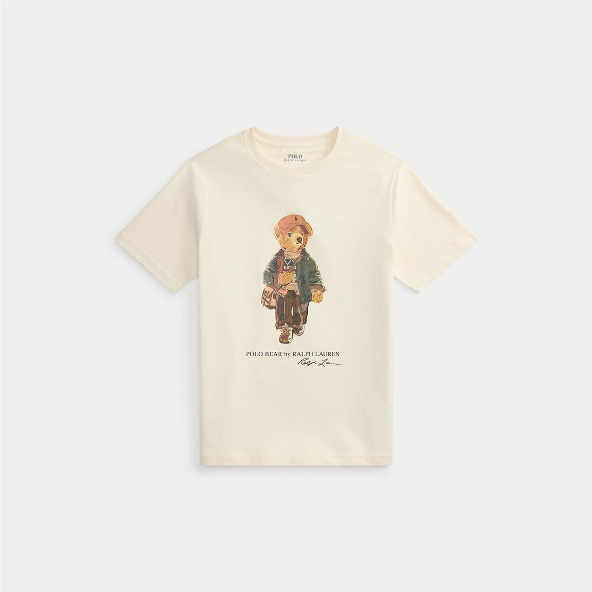 Ralph Lauren barn T-skjorte med Polo Bear design i kremfarge, for barn 8-16 år, overdel med komfortabel passform