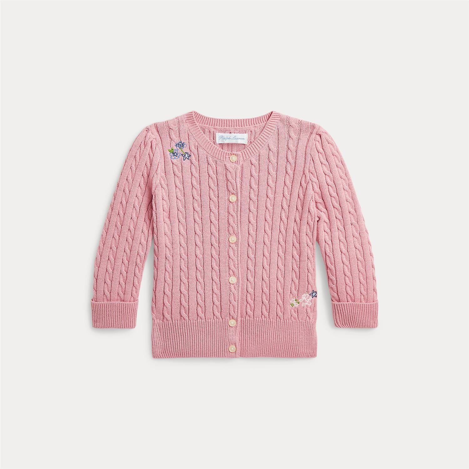 RALPH LAUREN Baby 0-24mnd. Mini-Cable Cardigan,Flower Rosa