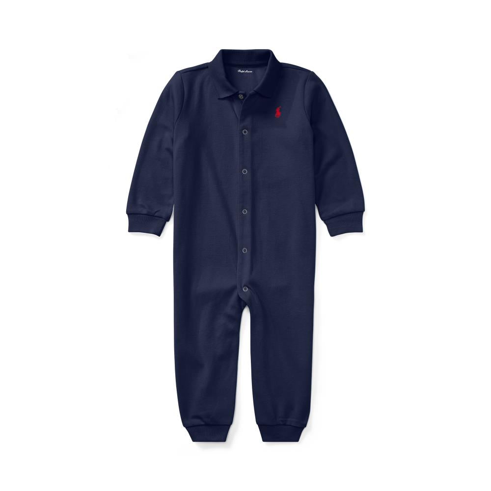 RALPH LAUREN Baby 0-24mnd. Solid Coverall Mørkeblå